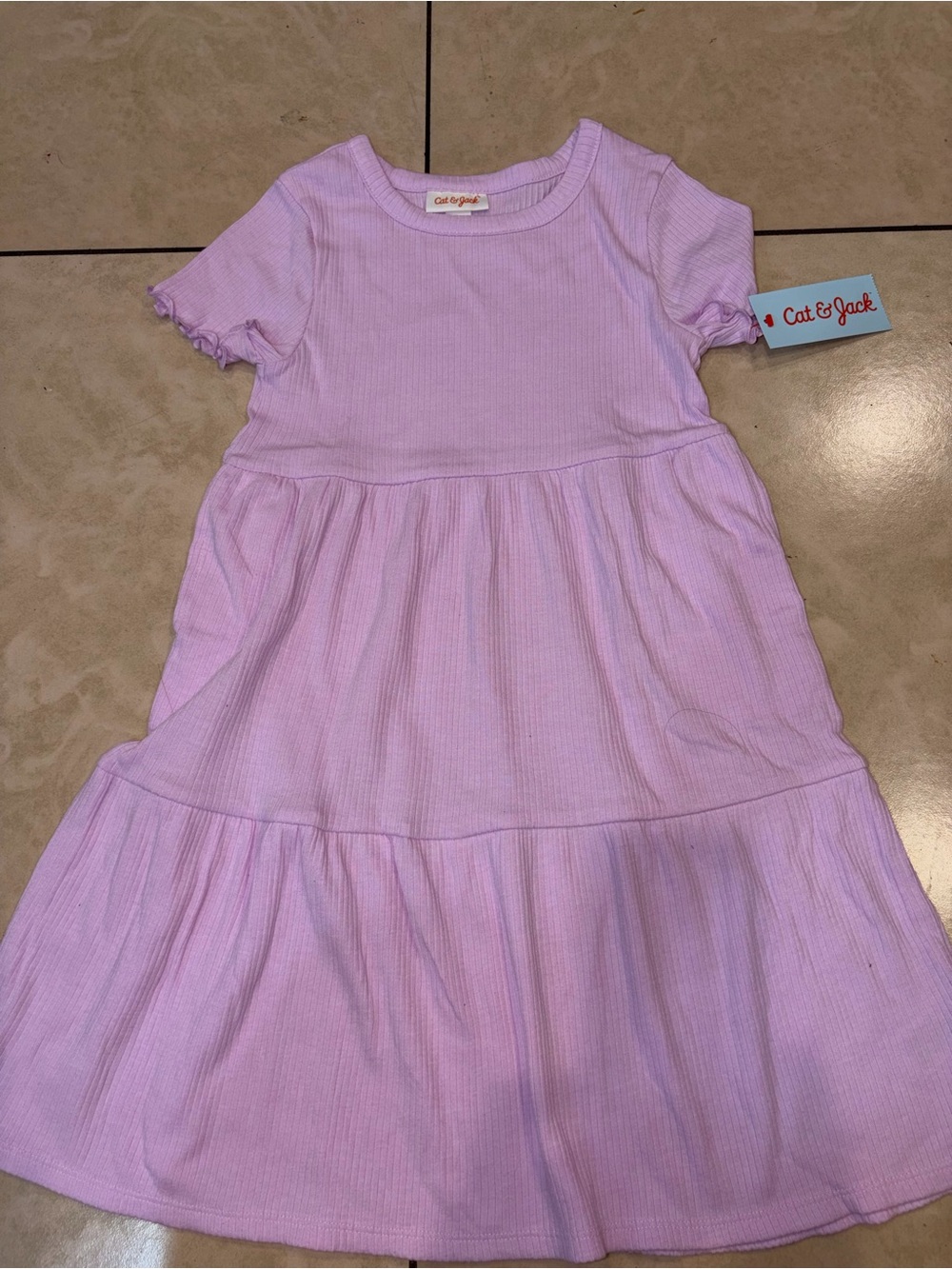 Cat & Jack Lilac Ribbed Tiered Girls' Dress
